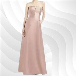 2/$50 Alfred Sung Toasted Sugar Sateen Twill Strapless Dress Size 18 | Elegant